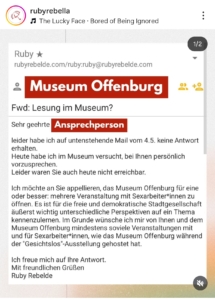 Screenshot von Instagram rubyrebella