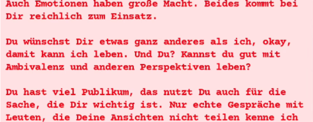 Brief an Huschke Mau auf Instagram